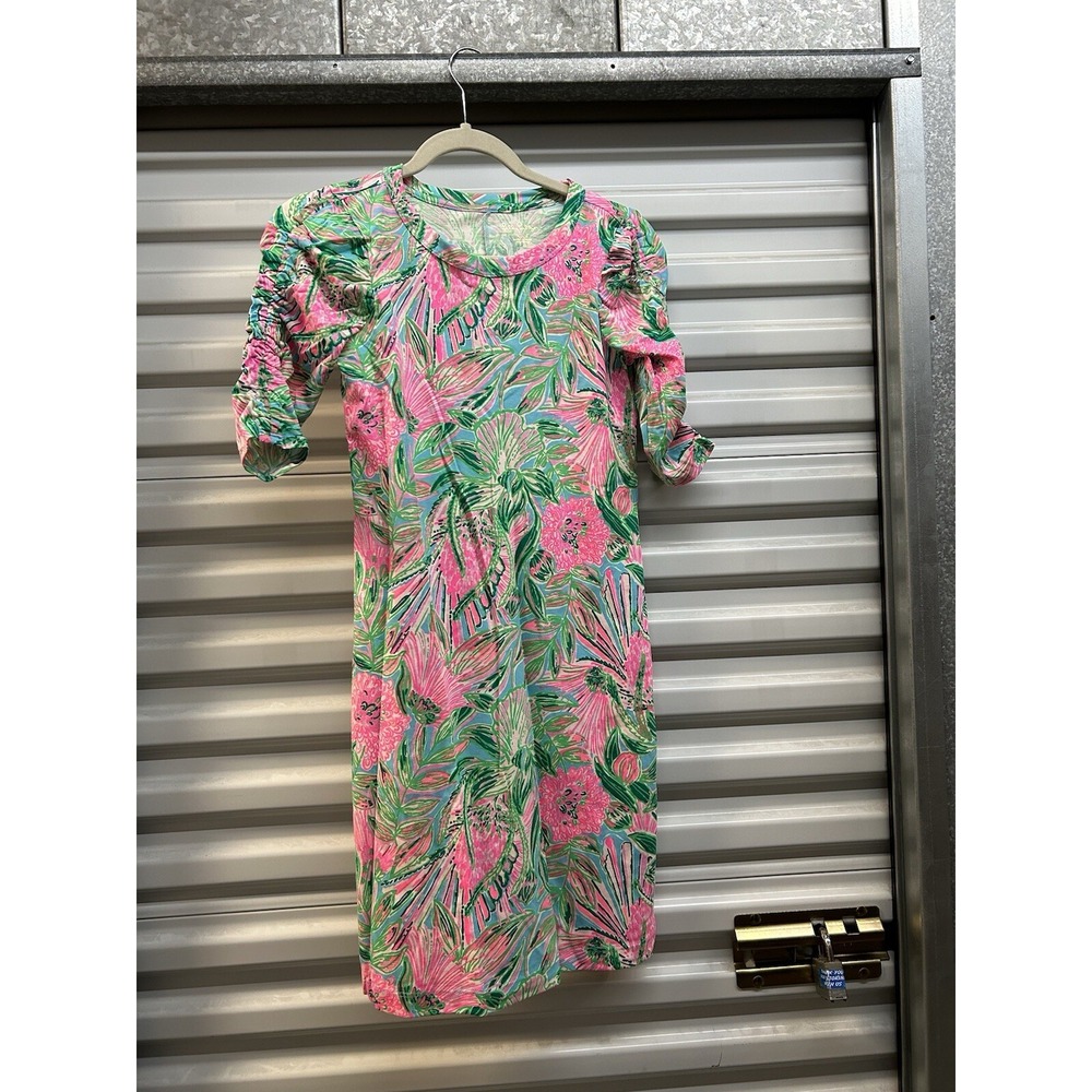 NWOT Lilly Pulitzer Floral Dress Ruched Sleeves Size XXS